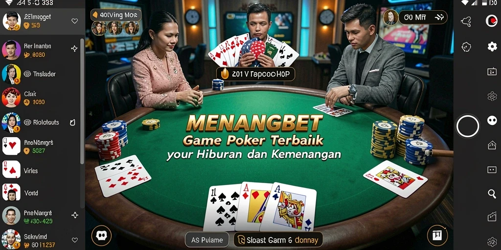 Gameplay seru MENANGBET dengan pemain Poker yang bersemangat.