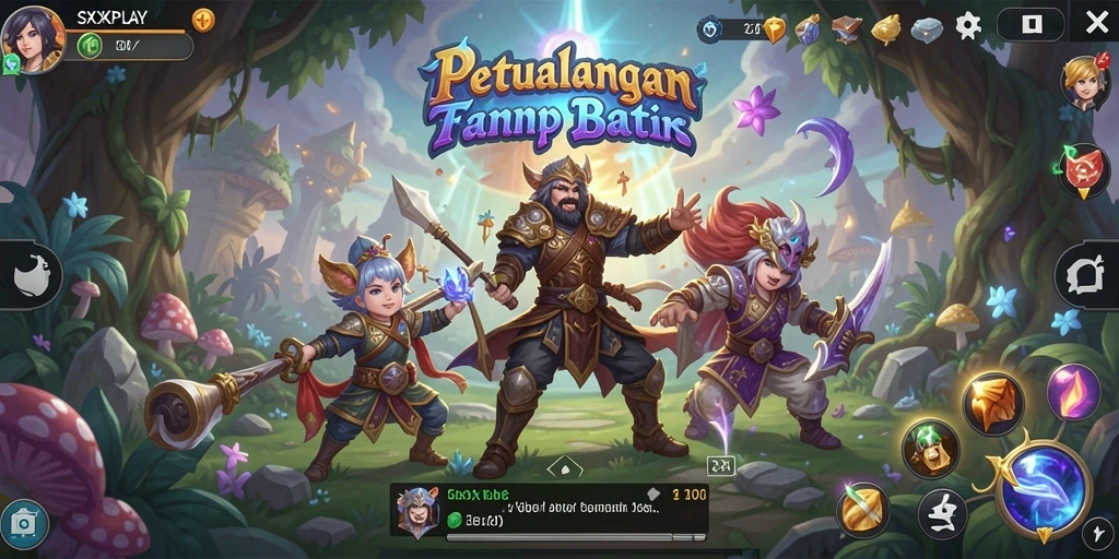 Screenshot gameplay SXXPLAY menampilkan aksi seru dalam pertempuran RPG.