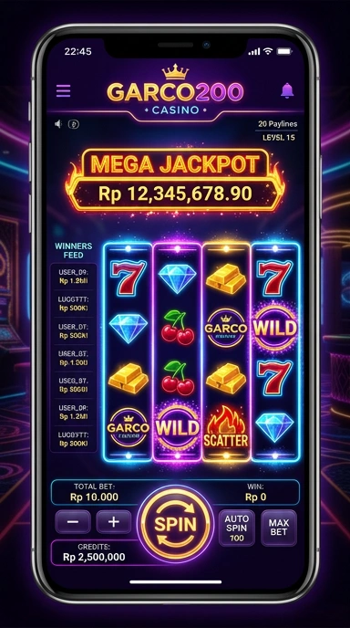 Screenshot tampilan utama aplikasi garco200.